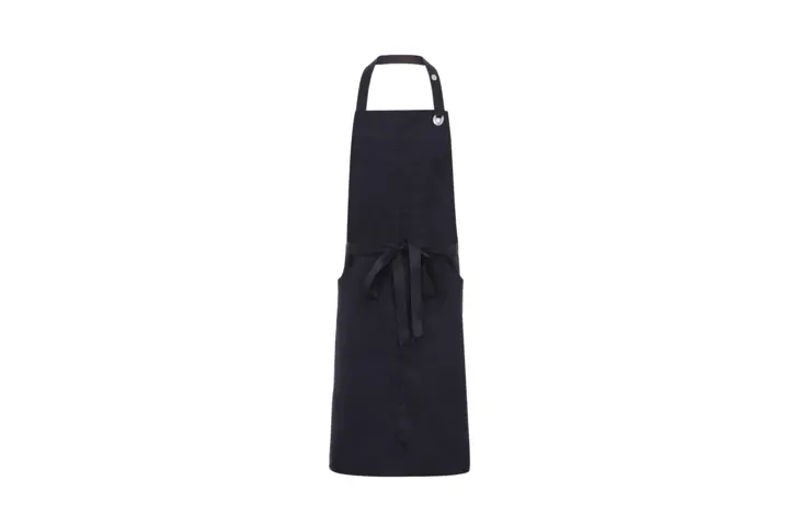 Black Comptoir apron with eyelets